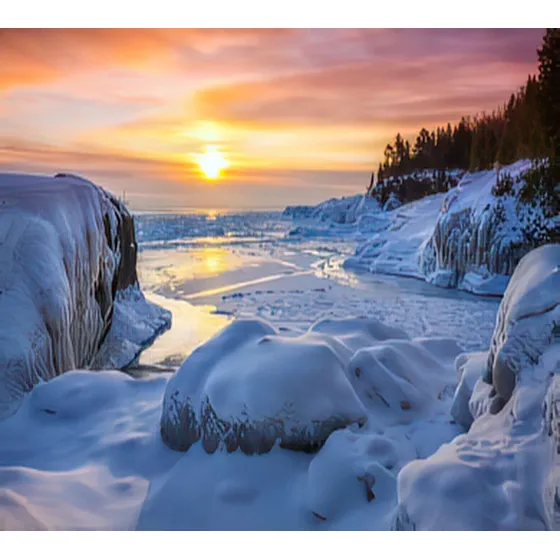 Pintura Diamante Lago Superior Amanecer Presque Is Park Agua