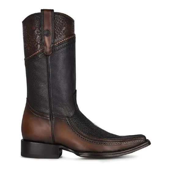 Botas Cuadra De Piel Genuina De Mantarraya Caballero 1b1dma