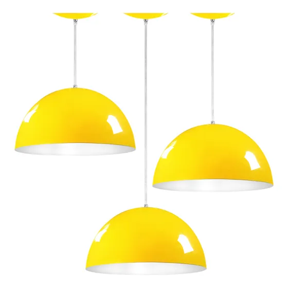 Kit 3 Lustres Kit 3 Lustres Meia Lua P 30cm Amarelo E27 60w