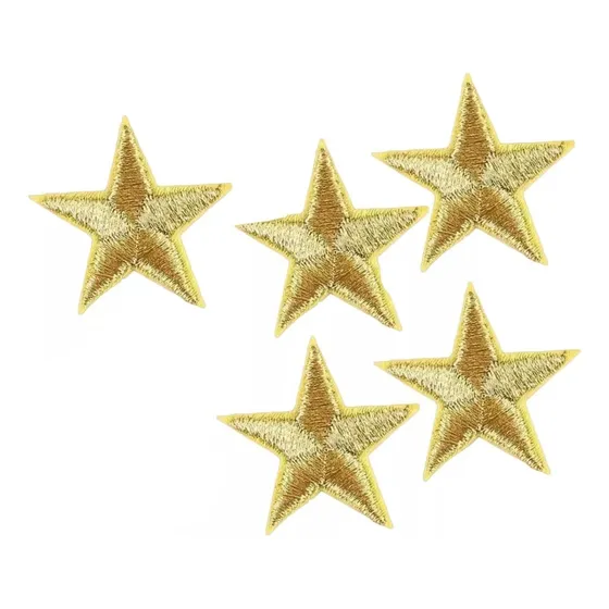 Patch Bordado Estrela Dourada 3cm 5 Unidades