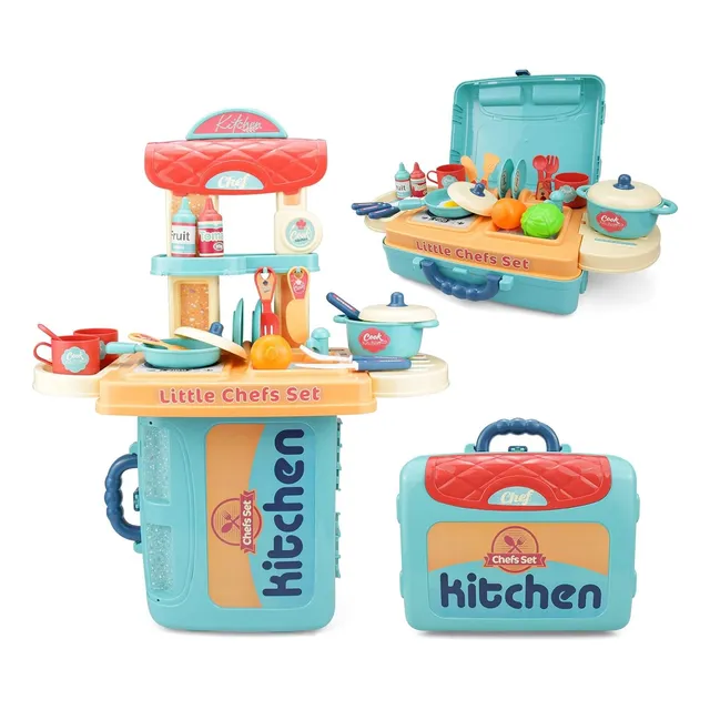 Maletin Cocina De Juguete Little Chef 3en1 Azul