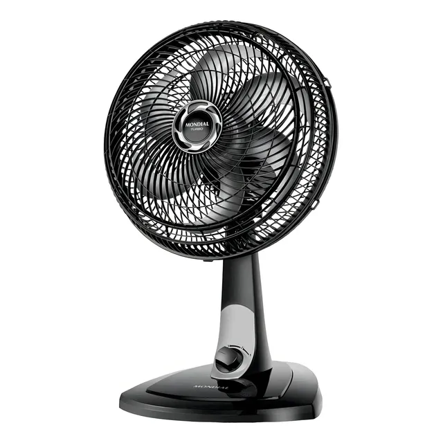 Ventilador De Mesa 30cm Turbo Mondial Preto/prata 60w 6 Pás Vt-30-nb