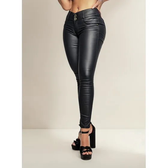 Jeans Efecto Cuero Levanta Cola 
