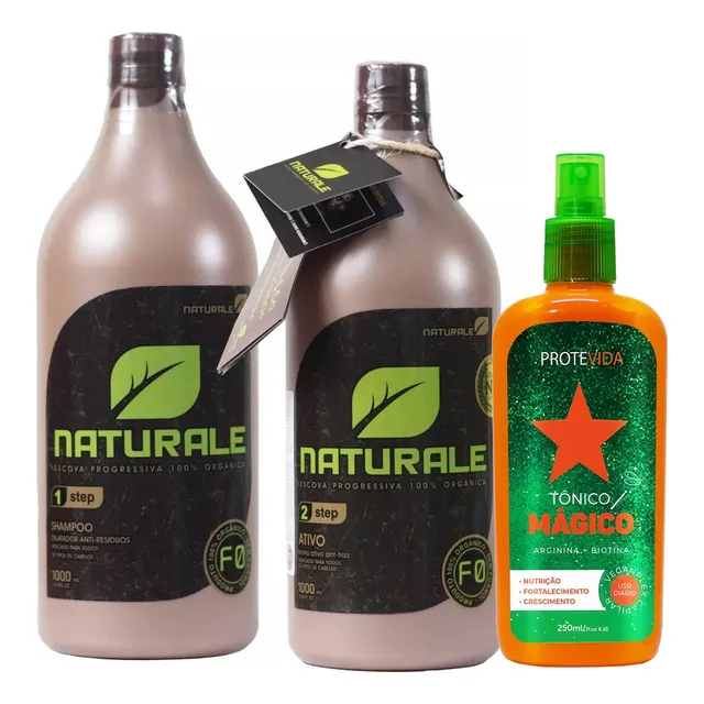 Kit Progressiva Orgânica Vegana Naturale 1l + Tônico Capilar