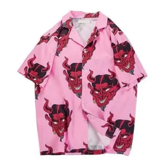 Camisa Hombre Hip Hop Streetwear Diablo Casual Camisas