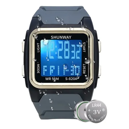 Relógio Pulsomasculino D 'água Eletrônico Esportivo Com Led S820a-cinza