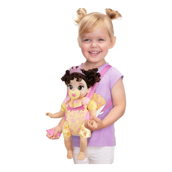Disney Princess Belle Baby Doll Deluxe Con Tiara, Portabebés