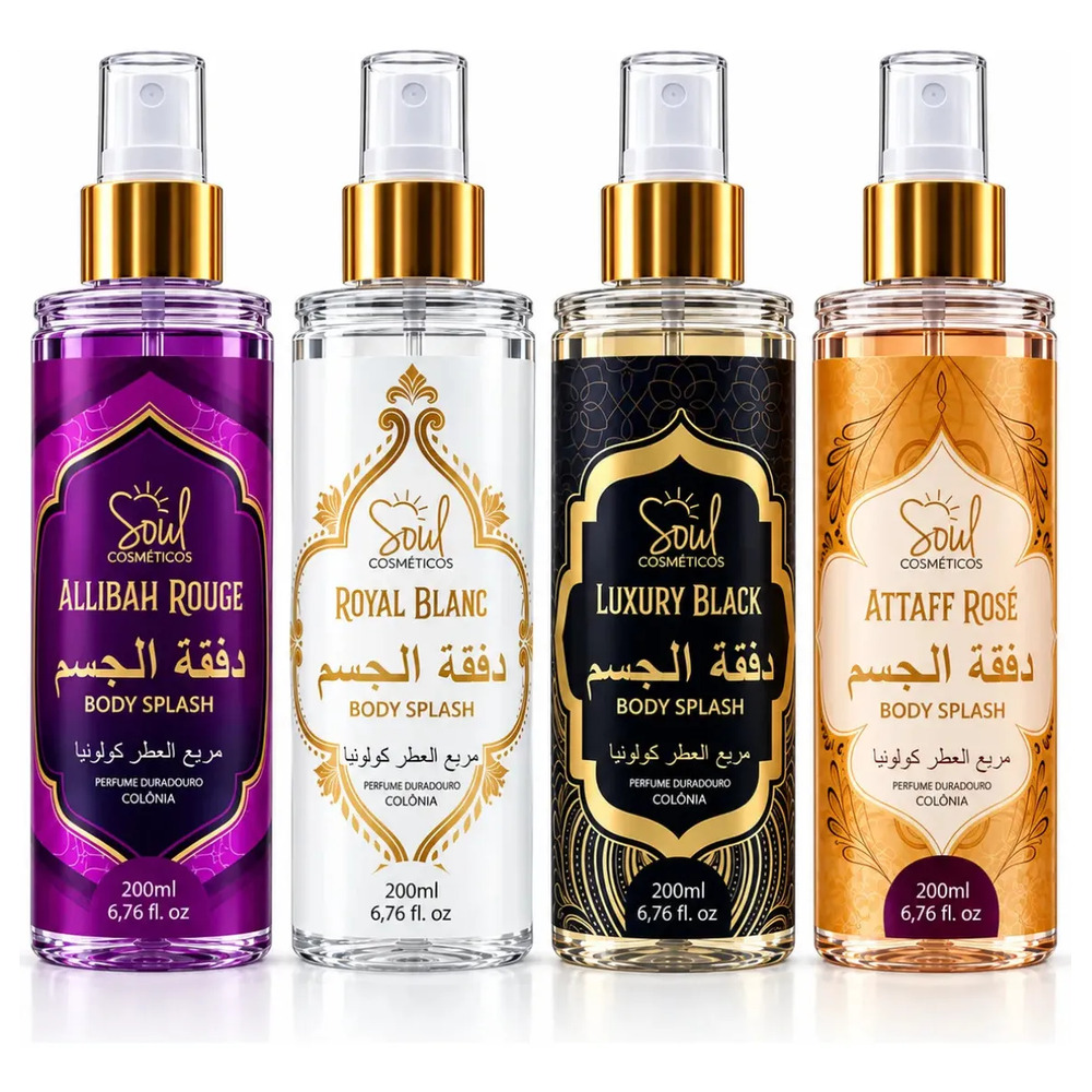 Body Splash Arabe C/4un 200ml Perfume Feminino de Luxo Alta Concentração