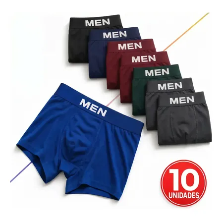 Kit 10 Cueca Boxer Masculina De Microfibra Adulto Premium