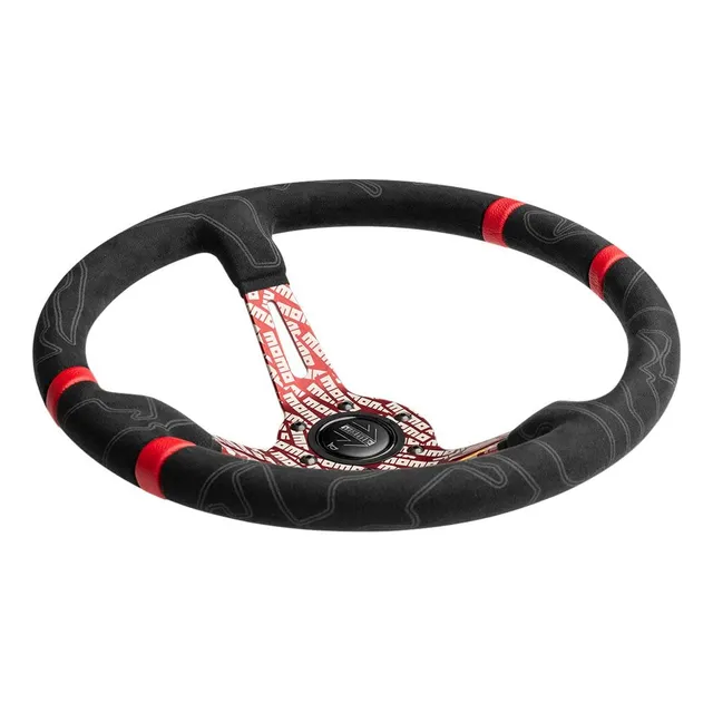 Momo Volante Calle Ultra Agarre Microfibra Premium Raya Roja