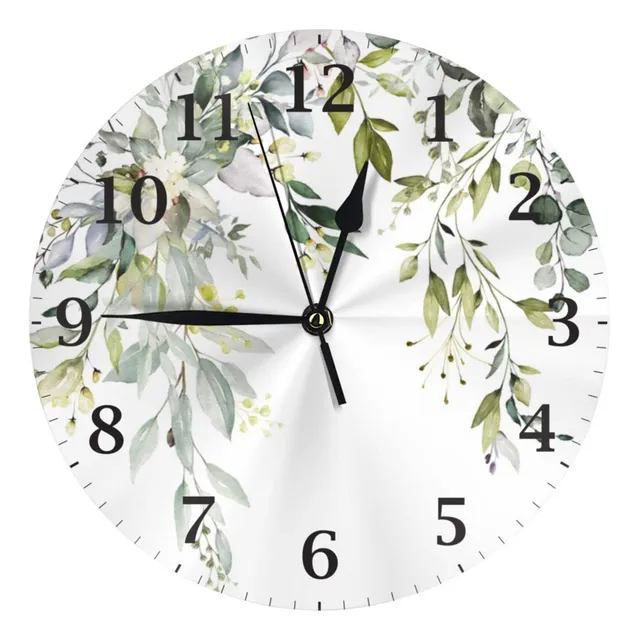 Supluchom Reloj Pared Hoja Botanica Acuarela 10  Silencioso