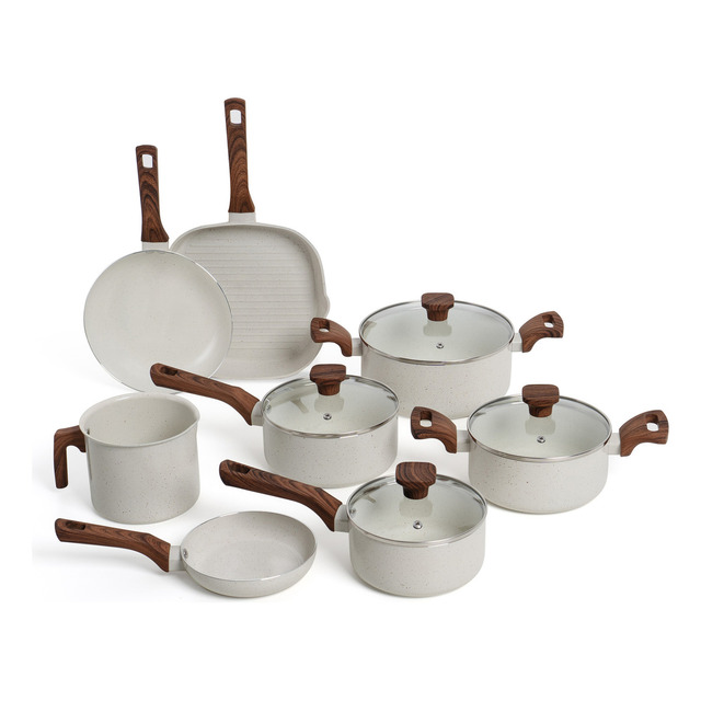 Conjunto De 8 Panelas Pratic Cook Marmol Indução Mimo Style Cor Branco Conjunto De 8 Panelas Pratic Cook Marmol Indução Mimo Style Cor Branco