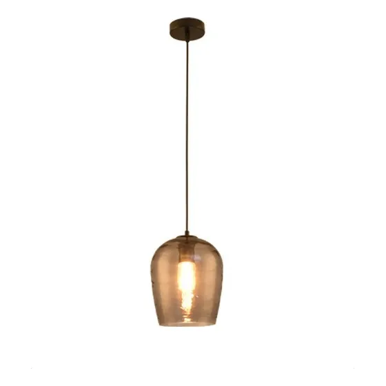 Lámpara Colgante Suspendida Estilo Clásico Diseño Campana De Vidrio Oscuro Zócalo E27 220v Demasled