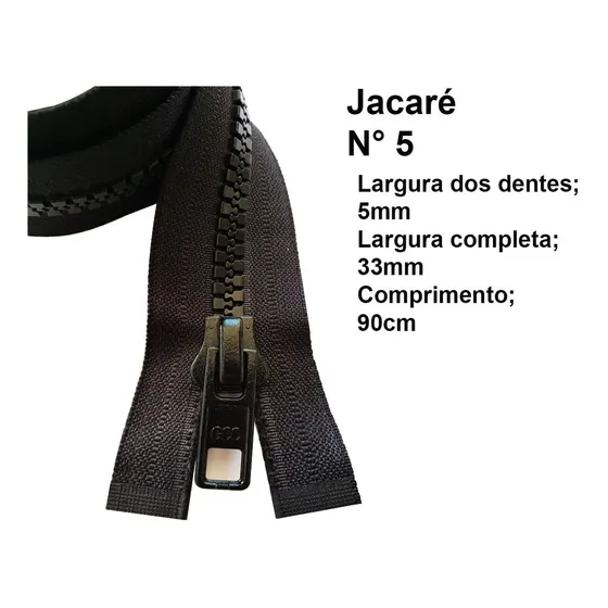 Zíper Para Jaquetas Extra Forte Double Force Cor preto N° 5 90cm cod X29