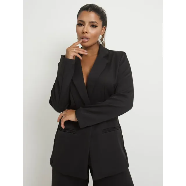 Blazer Alfaiataria Feminino Alongado Social Terninho Botão