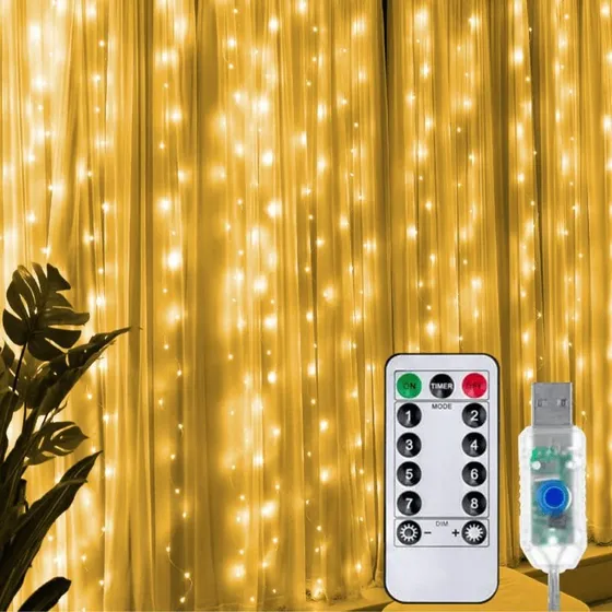 Cortina Led 3x3 Metros 300 Leds Decoração Luzes Pisca Festa
