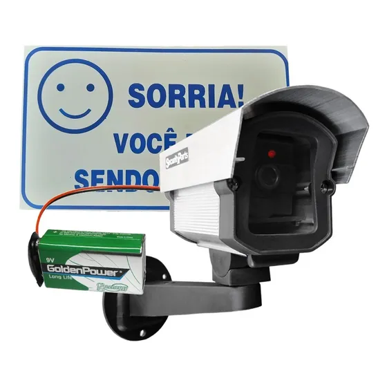 Micro Câmera Falsa Com Led Bateria Sem Fio Pilha Brinde