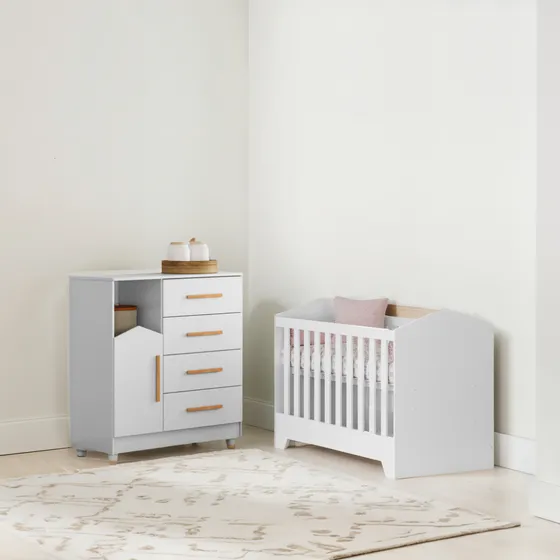 Berço Mini Cama E Gaveteiro Cômoda Mdf Infantil Robusto