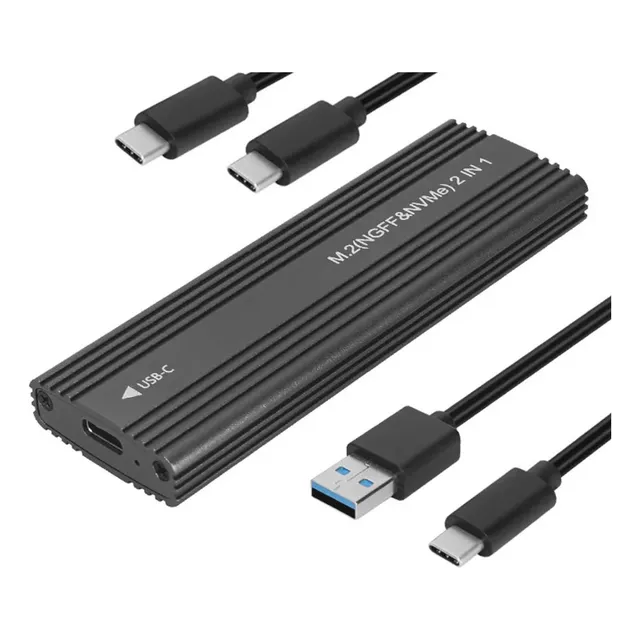 Cofre Case Ssd M.2 Dual Pcie Nvme Sata Ngff Usb-c + Usb A 
