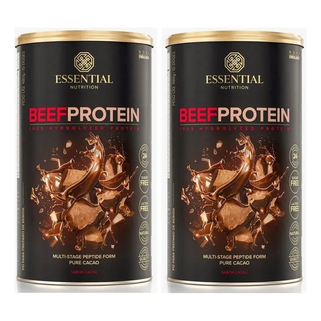 Kit 2x Beef Protein Cacau - 480g Cada - Essential Nutrition