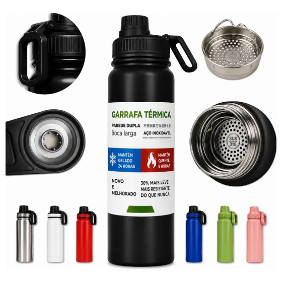 Garrafa Térmica 800ml Água e Café Squeeze Academia