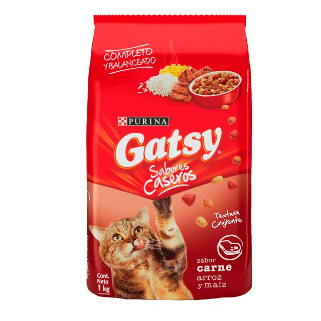 Comida Para Gatos Gatsy Purina Sabor Carne Arroz Maiz 1kg