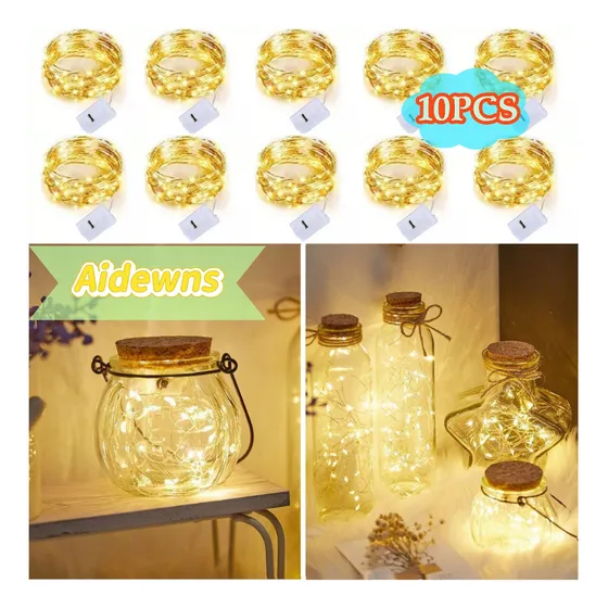 Aidewns SD-BG-007 Guirnalda de luces LED amarilla de 2 m con 20 mini adornos 10 unidades