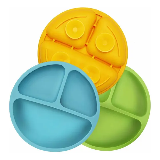 Plato Dividido Silicona Irrompible Para Bebe Niño 3 Apto
