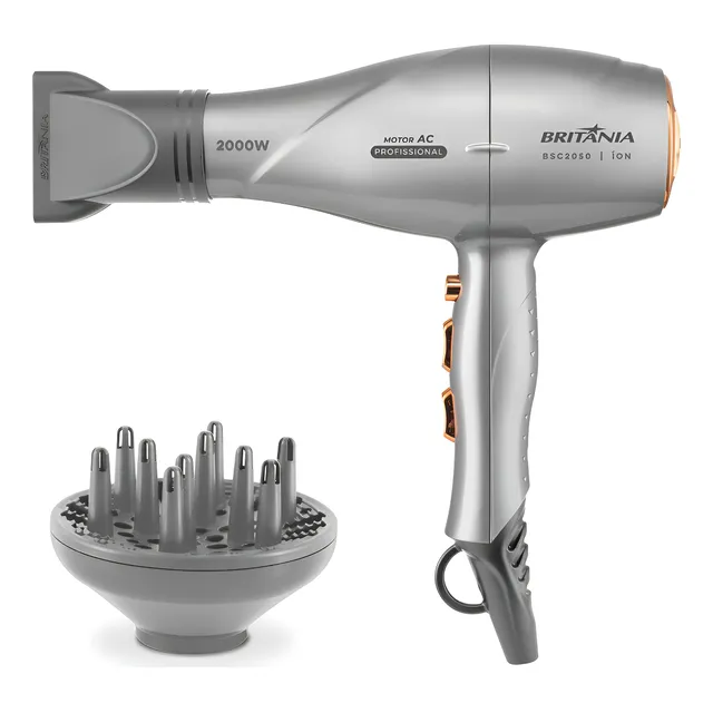 Secador De Cabelos Britânia Bsc2050 Motor Profissional 2000w Cor Cinza