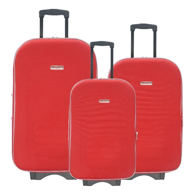 Set De Valijas Wacky Lisos Rueda Roller Semirigida Rojo Liso