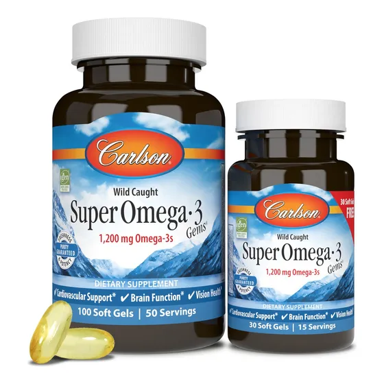 Super Omega-3 Gems De Carlson Labs, 1200 Mg, 130 Cápsulas Blandas, Ee. Uu.