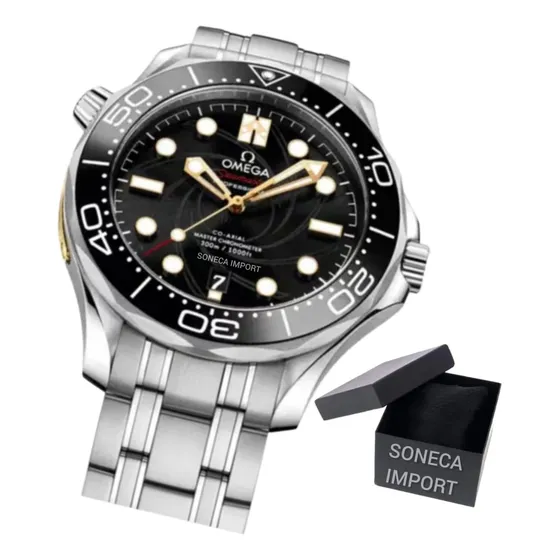 Relógio Omega Seamaster Automático Fundo Aberto Cx Simples Prateado Preto Preto (Recondicionado)