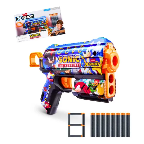 Brinquedo X Shot Lançador Sonic Skins Flux 8 Dardos Modelos