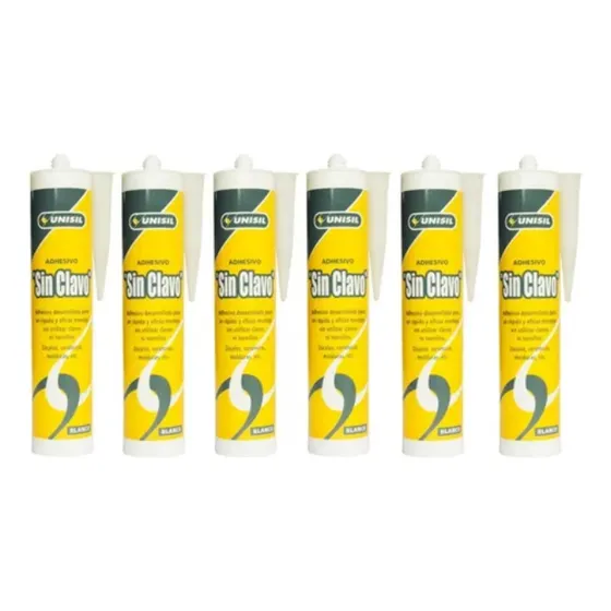 Adhesivo Sin Clavo 500g Unisil X 6 Unidades Color Blanco