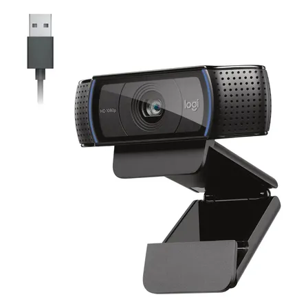 Webcam Full HD Logitech C920s com Microfone Embutido, Proteção de Privacidade, Widescreen 1080p e Conexão USB