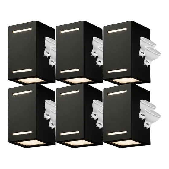 Aplique Pared Bidireccional Exterior X 6 Unidades + Led Gu10