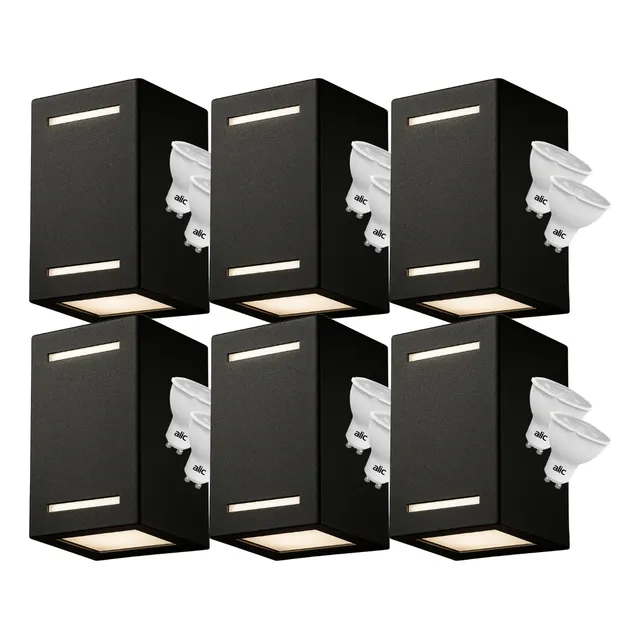 Aplique Pared Bidireccional Exterior X 6 Unidades + Led Gu10