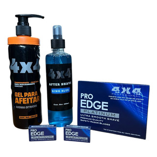 Basicos Barberia 4x4 Gel Afeitar, After Shave + 100 Navajas Basicos Barberia 4x4 Gel Afeitar, After Shave + 100 Navajas