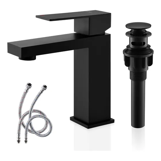 Grifo Monomando Lavabo Baño Negro Mate Grifo Tocador Acero I