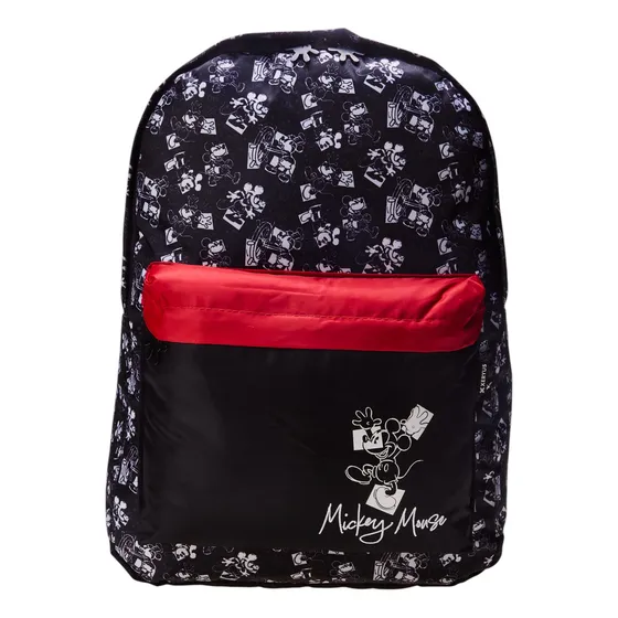 Mochila De Costas Escolar Juvenil 42cm Mickey Preto e Vermelho Xeryus