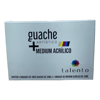 Kit 5 Tintas Guache Artístico +médium Acrílico Talento 20 Ml Kit 5 Tintas Guache Artístico +médium Acrílico Talento 20 Ml