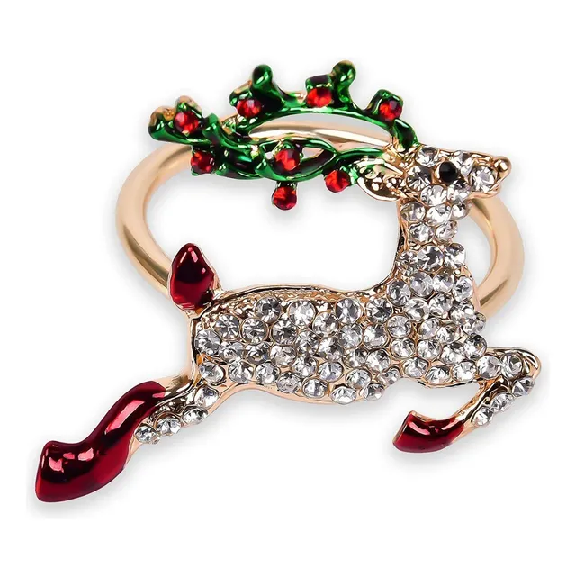 8pcs Anillos De Servilleta Árbol Navidad Verde Anillos Oro