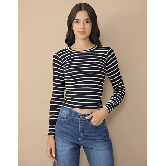 Remera Onyx Manga Larga Morley Rayada Mujer