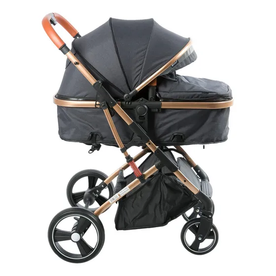 Coche Moises Para Bebe Con Amortiguación Ebaby Saturno Color Negro Chasis Negro