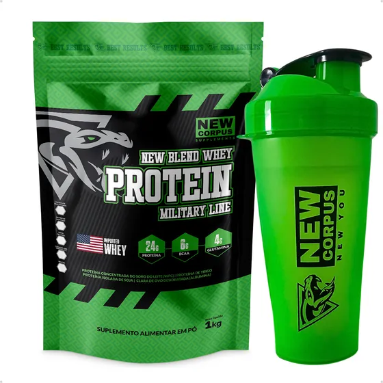 Combo 100% Whey Protein Concentrado 1kg + Shaker New Corpus