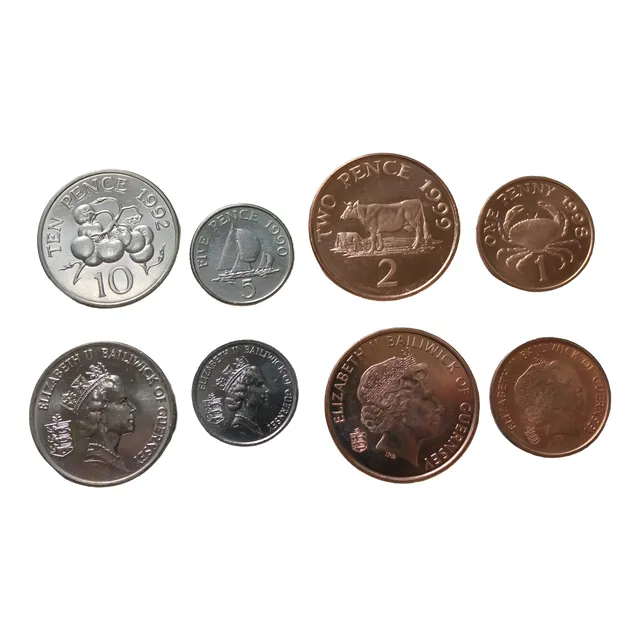 Guernsey Islas Europa Juego Mundiales 4 Monedas Serie Set