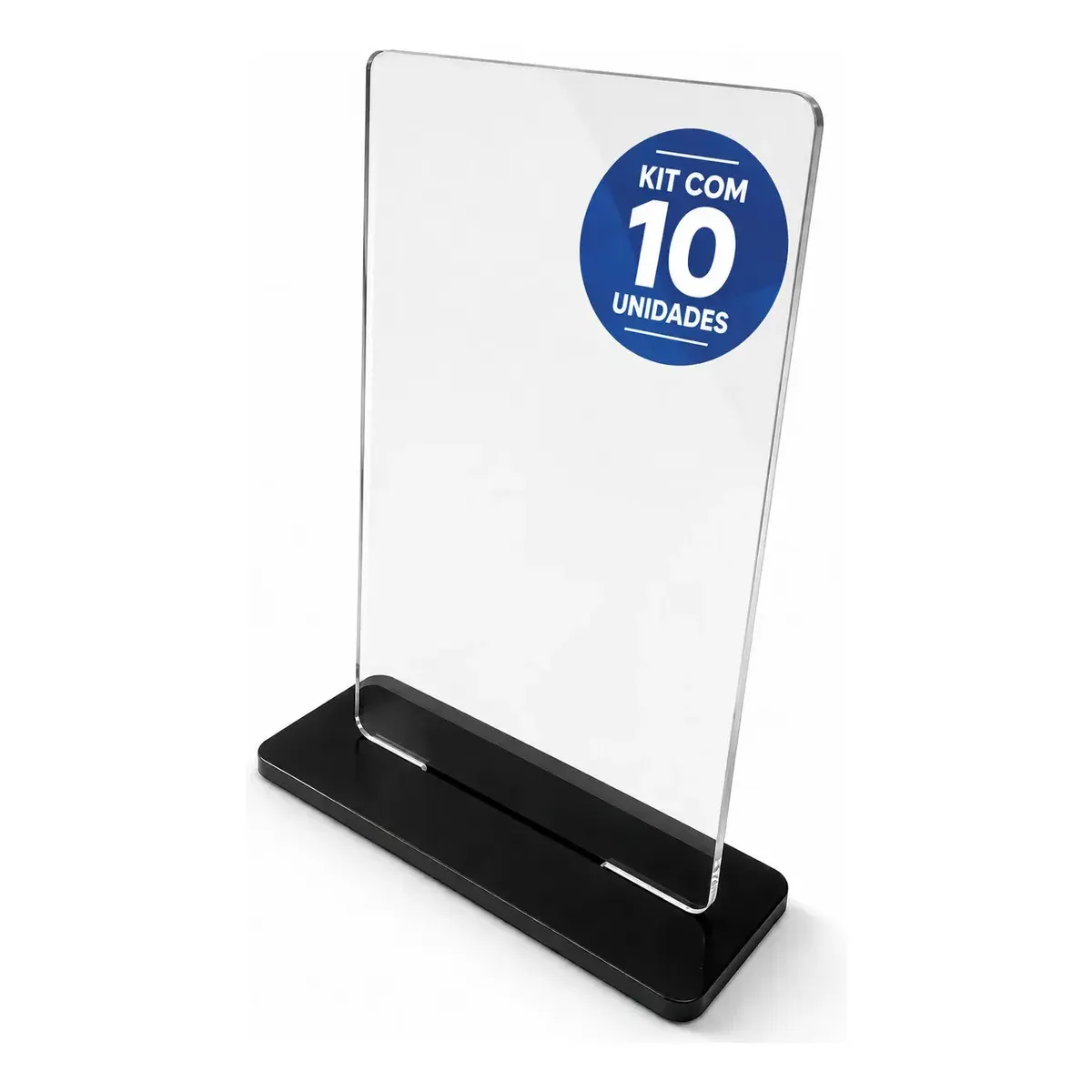 Kit 10 Placas Troféu Ps Cristal 2mm 10x15cm C/base Preta