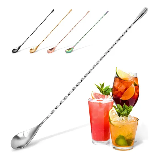 Cuchara Coctel Acero Inoxidable 12  Diseño Largo Atractivo