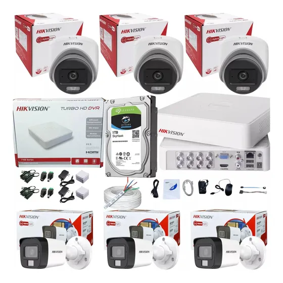 Camaras Hikvision Kit Dvr 8 Ch + 6 Cám+ Disco 1tb Completo