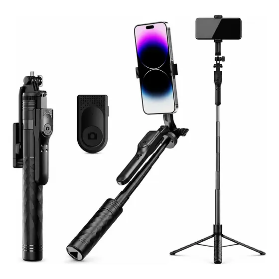 Tripé Celular iPhone Portátil Universal Bluetooth 1,75m